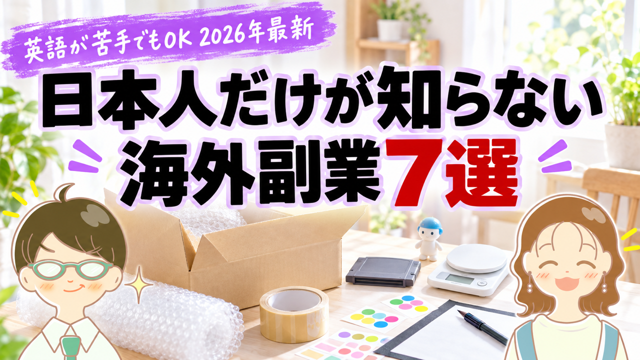 アイキャッチ: 【2026年最新】日本人だけが知らない…英語が苦手でも狙える海外副業7選【eBay・LinkedIn・Upwork】