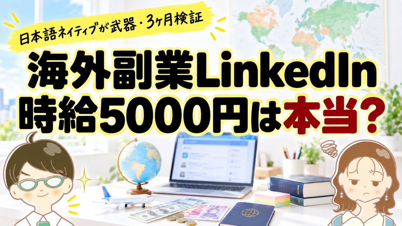 アイキャッチ: 【日本語ネイティブが武器】完全在宅の海外副業「LinkedIn」を3ヶ月検証した結果…時給5,000円は本当だった？