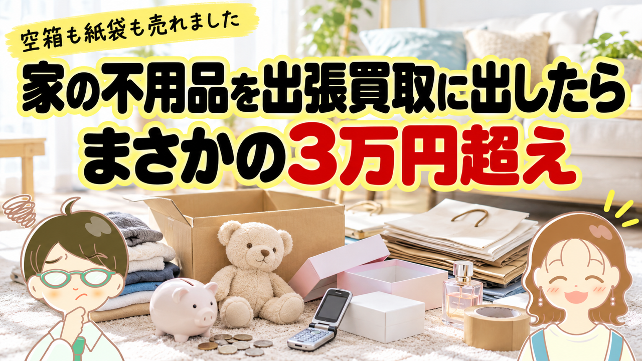 アイキャッチ: 【主婦が検証】家の不用品を出張買取に出したら3万円超え？「買いクル」で分かった意外と売れる物